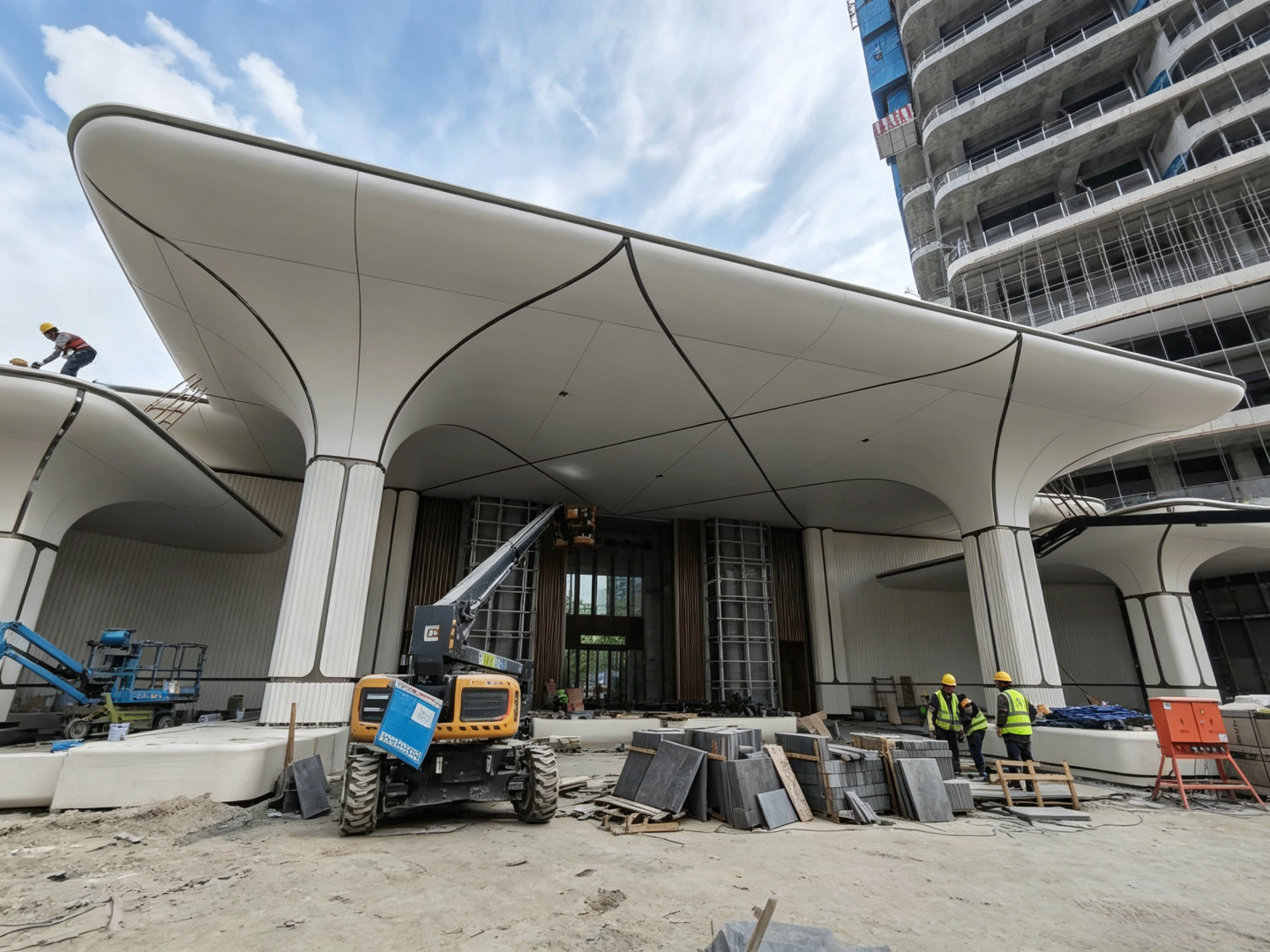 White UHPC Facade Panel Construction Project